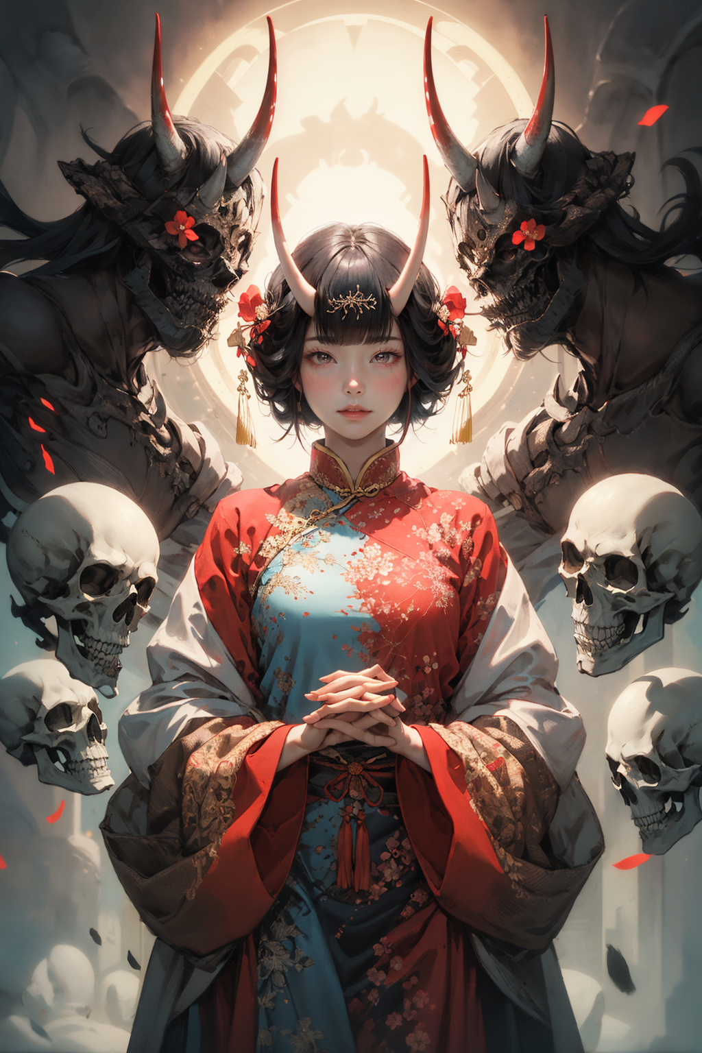 18873-3525641253-(masterpiece_1.2), best quality,pixiv,_,1girl, flower, black hair, red eyes, hair ornament, hair flower, mask, looking at viewer.png